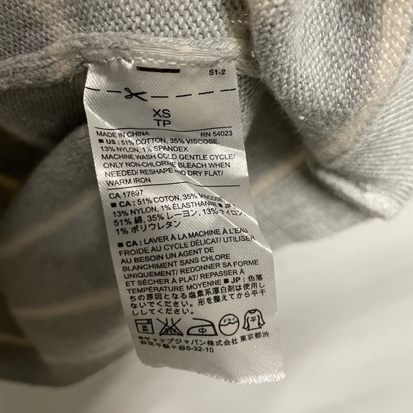 Banana Republic Grey Striped Knit Sweater Dress Short Sleeve Size XS - Picture 6 of 13